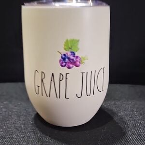 Rae Dunn White Tumbler with Purple Grape Illustration